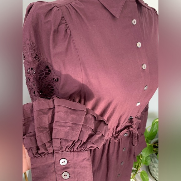 St. Roche Darcy Shirtdress Raisin Organic Cotton MIDI Pockets Cottagecore Dress - Picture 6 of 16